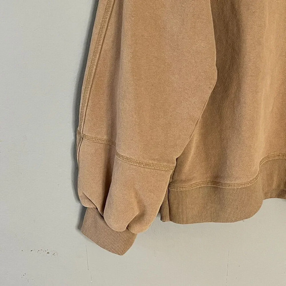 Mod Ref Womens Oversize Pullover Sweatshirt Ribbed Trim Sz S Brown Casual Comfy - Picture 3 of 14